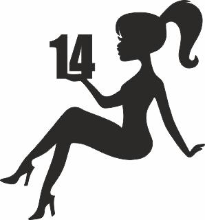 Топпер "Девушка, волосы хвост, 14 лет" ч 11*13 см